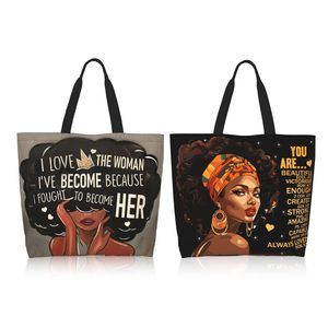 2 African American Tote Bags, Black Girl Handbag Shoulder :[